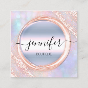 Carte De Visite Carré Logo de l'artiste de maquillage professionnel Rose