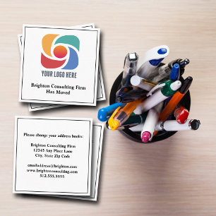 Carte De Visite Carré Logo de l'entreprise personnalisée Notre bureau es