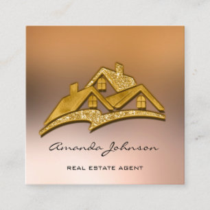 Carte De Visite Carré Logo de maison personnalisée Agent immobilier Hom