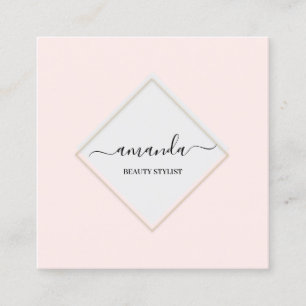 Carte De Visite Carré Logo de maquillage professionnel de beauté Pink M