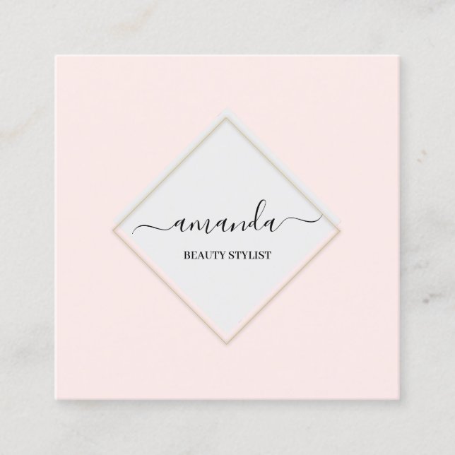Carte De Visite Carré Logo de maquillage professionnel de beauté Pink MI (Devant)