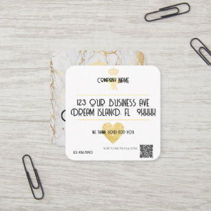 Carte De Visite Carré Logo de petite entreprise CŒUR PERSONNALISÉ Merci