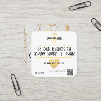 Carte De Visite Carré Logo de petite entreprise CŒUR PERSONNALISÉ Merci