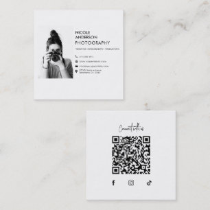Carte De Visite Carré Logo de photographe d'appareil photo minimal moder