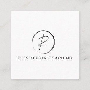 Carte De Visite Carré Logo de signature de coaching de Russ Yeager