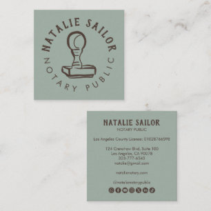 Carte De Visite Carré Logo de tampon en bois Notaire public Icône social