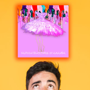 Carte De Visite Carré Logo de vêtements de mode QR Code Parties scintill