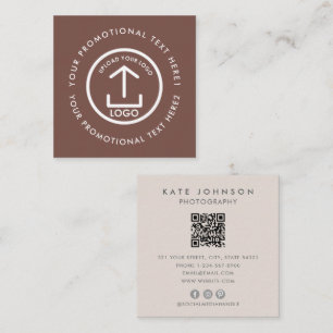 Carte De Visite Carré Logo d'entreprise moderne scanner QR Code Terracot