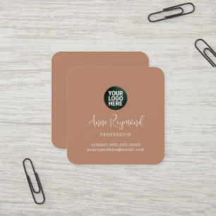 Carte De Visite Carré Logo d'entreprise / Nom manuscrit terracotta marro
