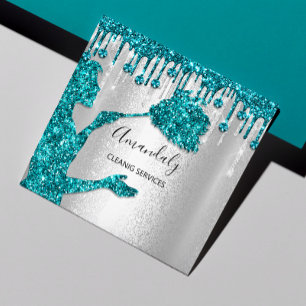 Carte De Visite Carré Logo des services de nettoyage ménager Diamant d'a