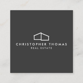 Carte De Visite Carré Logo d'habitation moderne Immobilier, Realtor gris