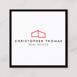 Carte De Visite Carré Logo d'habitation moderne Immobilier, Realtor Roug