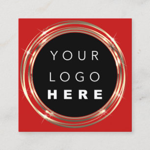 Carte De Visite Carré Logo du code QR Boutique en ligne noir blanc rouge