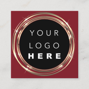 Carte De Visite Carré Logo du code QR en ligne Shop Frame Gold Bourgogne