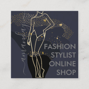 Carte De Visite Carré Logo du concepteur de mode QR Body SHAPE Stylist S