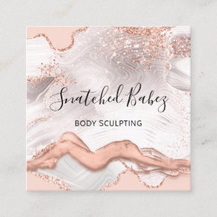 Carte De Visite Carré Logo du corps Massage Sculpture SPA Marbre QRCODE 