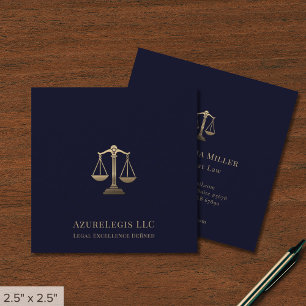 Carte De Visite Carré Logo Elegant Legal Justice Scale