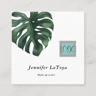 Carte De Visite Carré Logo Élégant Monstera