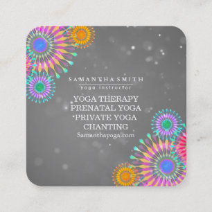 Carte De Visite Carré Logo élégant Yoga méditation Lotus Fleurs Carré