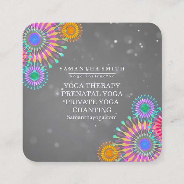 Carte De Visite Carré Logo élégant Yoga méditation Lotus Fleurs Carré (Devant)