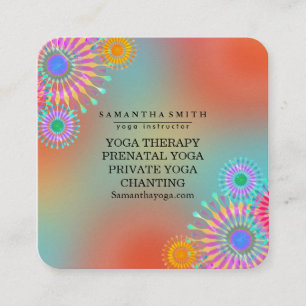 Carte De Visite Carré Logo élégant Yoga méditation Lotus Fleurs Carré