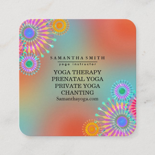 Carte De Visite Carré Logo élégant Yoga méditation Lotus Fleurs Carré (Devant)