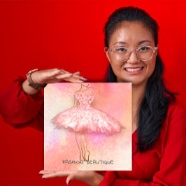 Carte De Visite Carré Logo en verre de la robe de mode QR Code