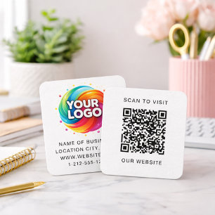 Carte De Visite Carré Logo et code QR personnalisés modernes