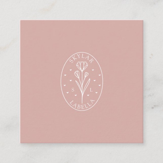 Carte De Visite Carré Logo et monogramme floraux modernes (Devant)