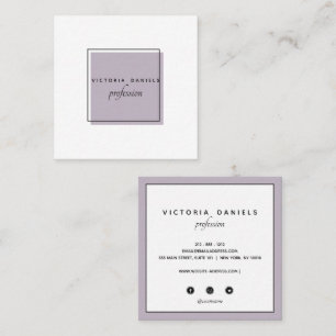 Carte De Visite Carré Logo féminin   Lavande   icônes de médias sociaux