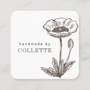 Carte De Visite Carré Logo Fleur artisanal
