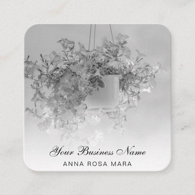 Carte De Visite Carré *~* Logo Floral Flower Hanging Petunia Pot QR (Devant)
