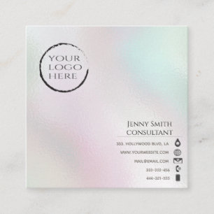 Carte De Visite Carré Logo holographique professionnel simple et minimal