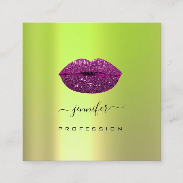 Carte De Visite Carré Logo Ips Verdure Violet Maquillage professionnel (Devant)