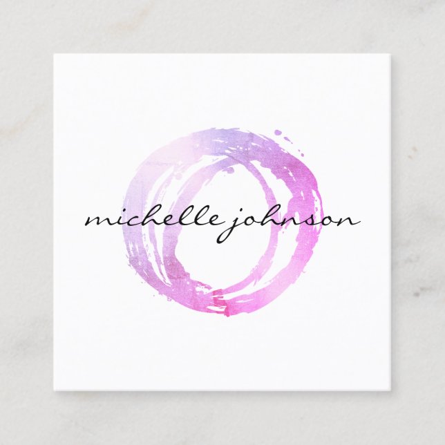Carte De Visite Carré Logo Luxe Pink Cercle Designer (Devant)
