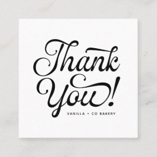 Carte De Visite Carré Logo manuscrit du Merci client de script