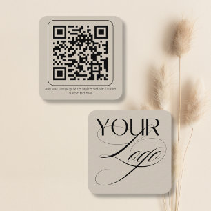 Carte De Visite Carré Logo minimum simple Code QR Texte personnalisé