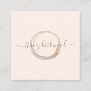 Carte De Visite Carré Logo moderne Blush Pink Gold Faux Parties scintill