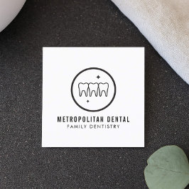 Carte De Visite Carré Logo noir des dents dentistes modernes