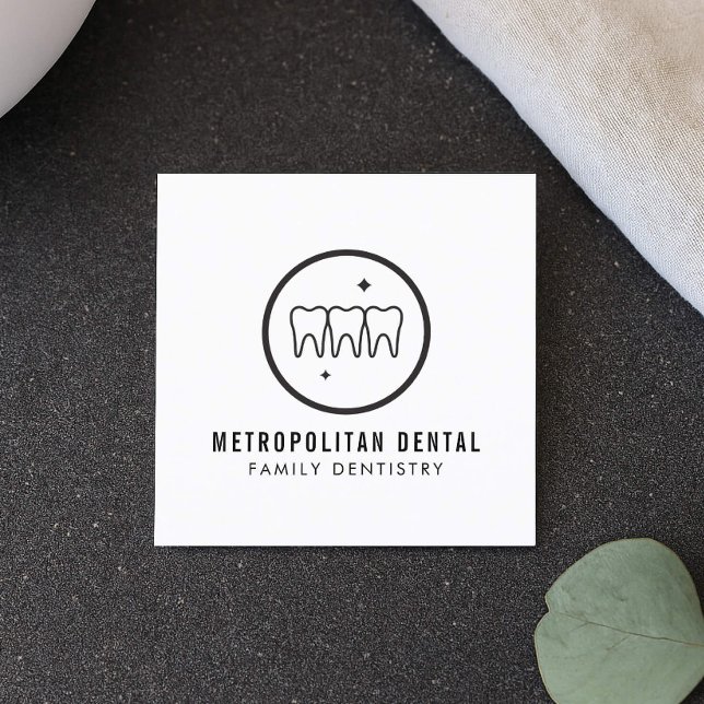 Carte De Visite Carré Logo noir des dents dentistes modernes (Créateur téléchargé)