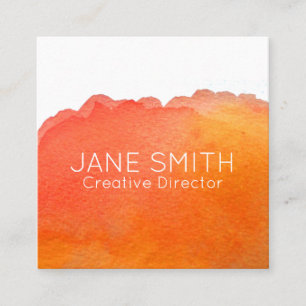 Carte De Visite Carré Logo Orange aquarelle industrie créative moderne