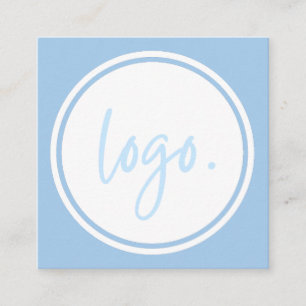 CARTE DE VISITE CARRÉ LOGO PERSONNALISÉ ÉLÉGANT MINIMAL BLEU ET BLANC