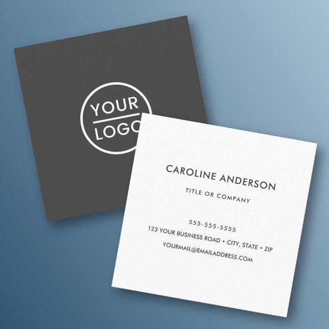 Carte De Visite Carré Logo personnalisé, gris foncé, carré, professionne (Créateur téléchargé)