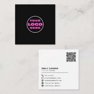 Carte De Visite Carré logo personnalisé icônes de médias sociaux code QR