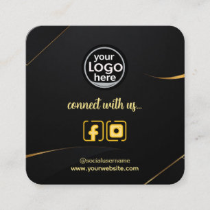 Carte De Visite Carré Logo personnalisé, liens sociaux et code QR