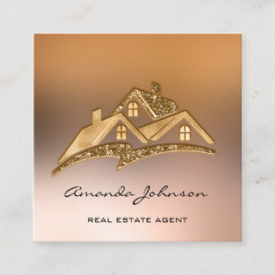 Carte De Visite Carré Logo Personnalisé Maison Agent Immobilier Home Uni