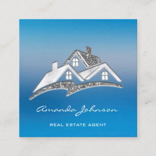 Carte De Visite Carré Logo Personnalisé Maison Agent Immobilier Maison A