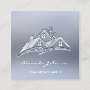 Carte De Visite Carré Logo Personnalisé Maison Agent Immobilier Maison F