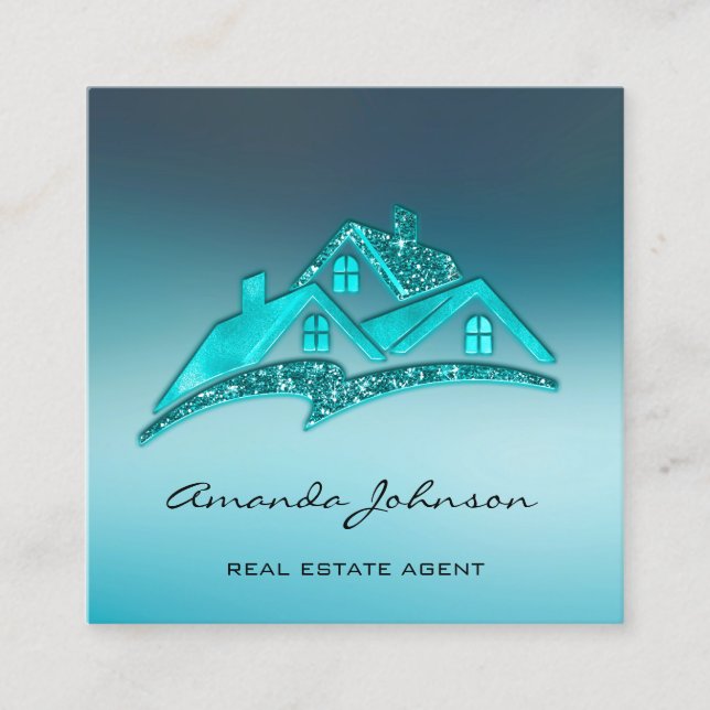 Carte De Visite Carré Logo Personnalisé Maison Agent Immobilier Maison M (Devant)
