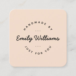 Carte De Visite Carré Logo Personnalisé Minimal Par Script  Brown